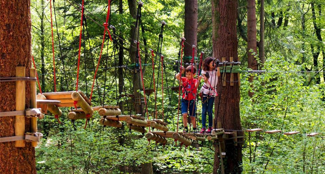 = Activité accrobranches au bois aux Daims située à proximité du camping l’Hermitage en Pays de la Loire